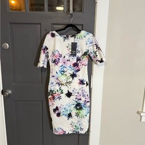 A/X Armani Exchange White Floral Midi Sheath Dress